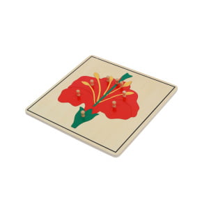 Botanična sestavljanka. Sestavljanka roža (ozadje barva lesa)..